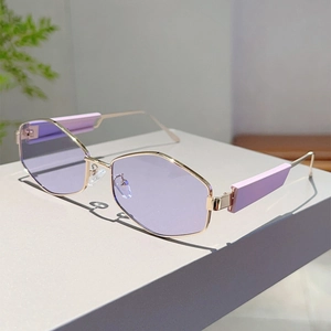 Lunettes De Soleil Géométriques Hexagonales Tendance Pour Femmes Y2K Cyberpunk Monture En Métal UV400 Verres Polygones Mode Fête