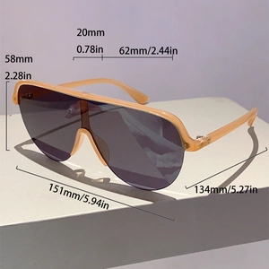 Dimensions détaillées des lunettes de soleil de sport Y2K avec monture ambre fumé