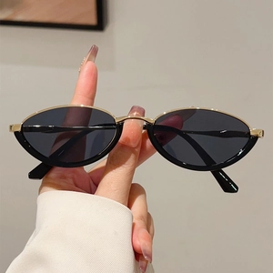 Cat Eye Sunglasses Vintage Small Frame Oval Metal Plastic UV400 Protection Trendy Travel Eyewear For Women