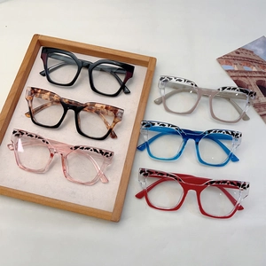 Stylish cat-eye blue light blocking glasses in six assorted leopard print frame colors