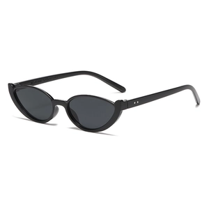 Fashionable black cat eye sunglasses with high-quality lenses and retro slim frames