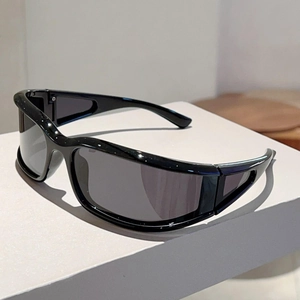 Y2K Wrap Around Sunglasses For Women Men PC Frame UV400 Protection Futuristic Cyberpunk Sporty Shield Eyewear Streetwear