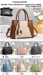 Detailed interior compartment layout and multi-color options of the retro PU leather handbag