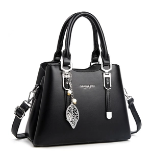 Sac À Main Fourre-tout Femmes Cuir PU Grande Capacité Sac Bandoulière Avec Pendentif Feuille Künstliche Perle Élégant