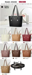 Detailed interior and multi-color view of large capacity faux leather tote bag