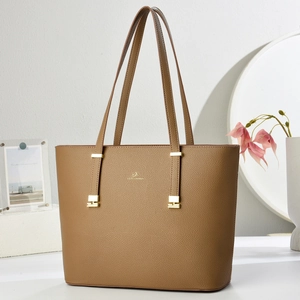 Elegant brown pebble leather tote bag with large capacity for commuting and daily wear