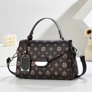 Women PU Leather Handbag Vintage Printed Crossbody Bag With Detachable Strap Envelope Flap Square Fashionable Elegant
