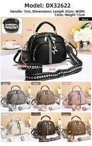 Detailed dimensions of the multi-pocket leather handbag showing 25x13x17cm measurements