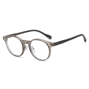 Detailansicht der grauen runden Brille mit verstellbaren Nasenpads aus Metall