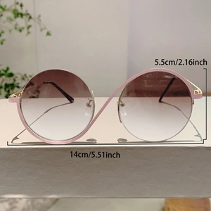 Tableau des tailles détaillé des lunettes de soleil rondes en métal rose