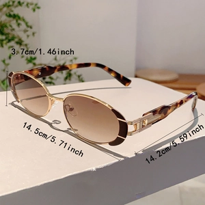 Tableau détaillé des tailles de lunettes de soleil ovales en métal avec dimensions du cadre