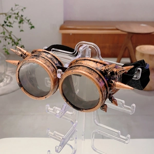 Retro steampunk goggles with copper metallic frames and spikes for cosplay events
