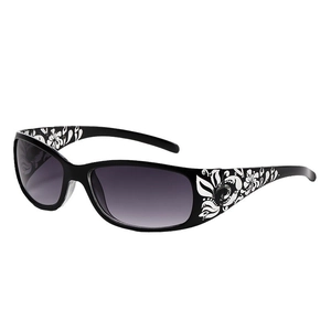 Women's 2025 floral print sunglasses with black frames and grey gradient lenses