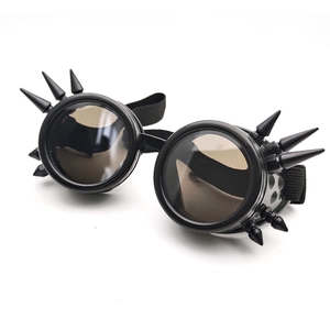 Steampunk black goggles with sharp spikes and adjustable strap for cosplay costumes