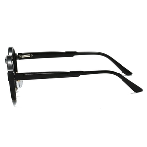 Steampunk round frame sunglasses in black finish with streamlined temples for a retro look