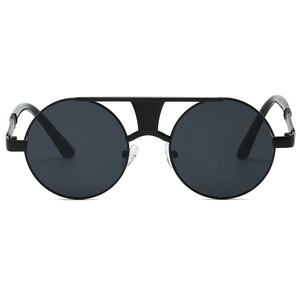 Close-up of double bridge round sunglasses showing anti-slip grid texture on the bridge