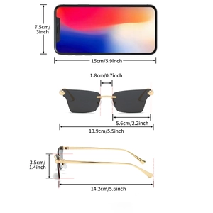 Spécifications de taille pour lunettes de soleil sans monture avec détail tête de léopard