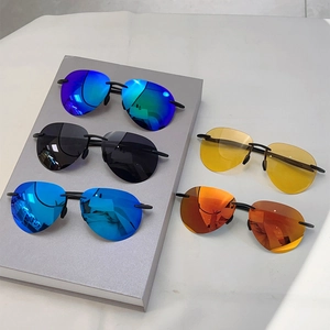 Lunettes de soleil aviateur homme sans monture TR90 polarisées avec verres colorés