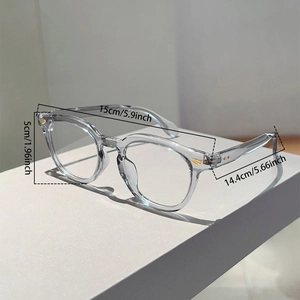 Detailed dimensions of transparent grey oversized blue light blocking glasses frames