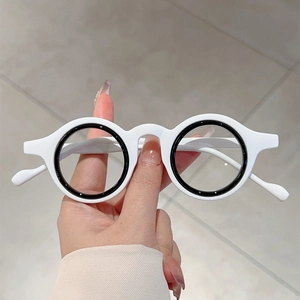 Lunettes rétro monture ronde anti-lumière bleue avec contraste élégant blanc et noir