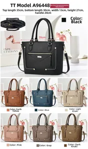 Litchi pattern PU leather tote bag with top handle and multiple color variants detail