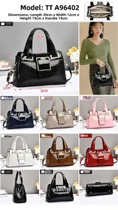 Detailed size guide of women's crocodile pattern handbag with dimensions 30x12x19cm