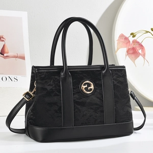 Women Tote Handbag PU Leather Crinkled Textured Large Capacity Shoulder Crossbody Bag Fashion Urban Minimalist Style