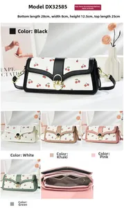 Détails du sac à bandoulière imprimé cerise avec boucles dorées et compartiments