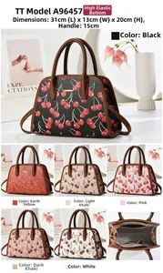 Dimensions du sac fourre-tout à motif cerise avec taille 31x13x20cm et options de couleur