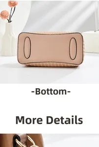 Détails de la base du sac en cuir beige avec patchs de protection et anneaux dorés