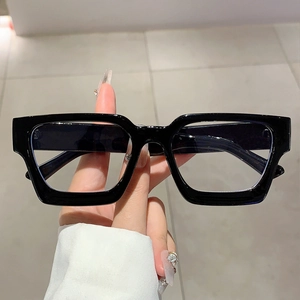 Square Thick Frame Anti Blue Light Glasses Vintage Fashion Clear Lens Plain Eyewear High Quality Plastic Frame