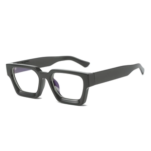 Classic black thick frame rectangular glasses with blue light blocking lenses in 45-degree view