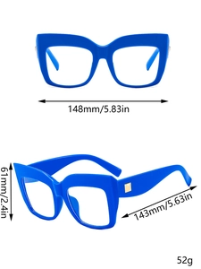 Dimensions détaillées des lunettes œil de chat bleu avec rivets dorés élégants
