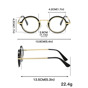 Tableau détaillé des tailles de lunettes anti-lumière bleue avec monture noir et or