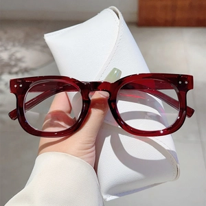 Retro Round Frame Blue Light Blocking Glasses PC Material Transparent Colorful Rivet Decor Fashion Optical Eyewear Adult