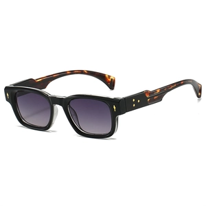 Détail de lunettes de soleil vintage avec branches tortue et accents fléchés dorés