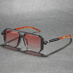 Fashion Square Sunglasses Double Bridge PC Frame UV400 Protection Retro Modern Small Frame Trendy Eyewear For Men Women