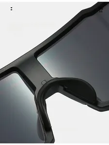Close-up of integrated nose pads on large-frame sports sunglasses for comfort