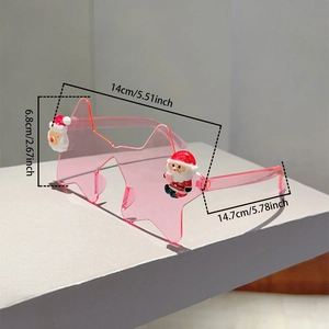 Lunettes de Noël roses en forme d'étoile avec dimensions de 14 cm de largeur et 6,8 cm