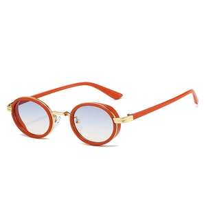Lunettes steampunk rétro avec monture orange ovale et verres bleus dégradés