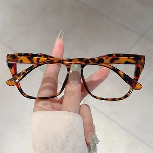 Detailed close-up of retro tortoiseshell cat-eye glasses frame with leopard pattern