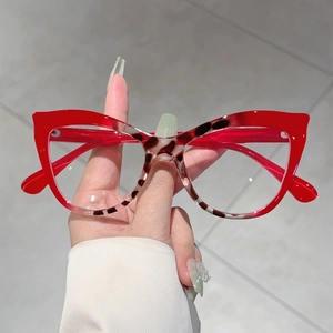 Retro Cat Eye Anti Blue Light Glasses Frames PC Clear Lens Fashion Plain Eyewear Butterfly Frame For Women