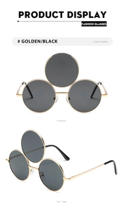 Detail einer einzigartigen Drei-Augen Hip-Hop Punk Sonnenbrille mit goldenem Rahmen