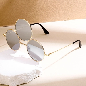 Triple Linsen Runde Sonnenbrille Steampunk Metallrahmen Neuheit Partybrille Hip Hop Punk Für Herren Und Damen Mode Brillen