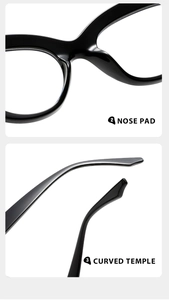Detail view of the integrated nose pads and ergonomic curved temples of these glasses