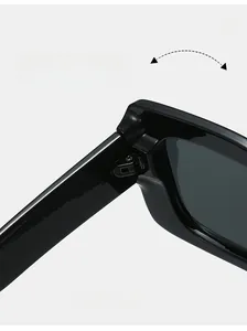 Close-up of durable metal hinge structure on square frame candy color sunglasses