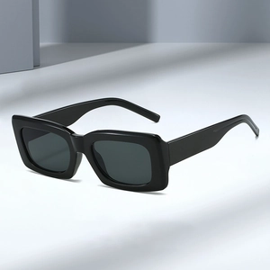 Retro rectangle thick frame sunglasses with dark lenses for casual outdoor style