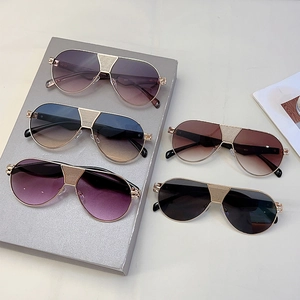 Classic pilot sunglasses with gold alloy frames and unique mesh bridge detail in five colors