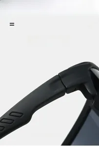 Close-up of lightweight textured sunglasses hinge showing the flexible frame joint