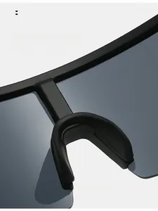 Macro view of wide integrated nose pads for comfortable cycling sports sunglasses